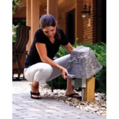 19" x 14" x 12" Polyethylene Fieldstone Gray Backflow Rock Enclosure | MOC106FS