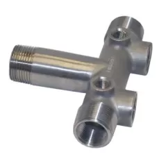 1" x 3/4" MIP x FIP 304 Stainless Steel Short with (2) 1/2" Drain Hole Tank Tee | MRLSSAT1002S