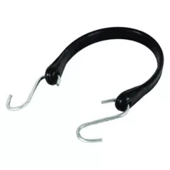 15" Black Rubber with Zinc Plated Steel S Hooks Tie Down Strap | PAS4903