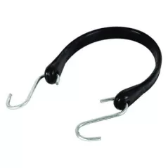 21" Black Rubber with Zinc Plated Steel S Hooks Tie Down Strap | PAS4905