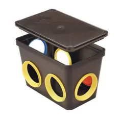 14" x 9" x 9" Black with Lid 6-Hole Distribution Box | TFT6HD2