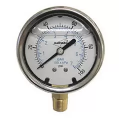 0 to 30" Hg 2-1/2" Dial 1/4" Lead-Free Liquid Filled Lower Vacuum Gauge | AMGILVG30254LNL