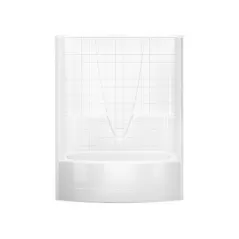 2" 60" x 36-1/4" x 71-3/4" AcrylX Applied Acrylic Smooth/White 1-Piece Everyday Series with Left Drain Tub Shower | AQT6036BSTMLWH