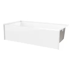 2" 60" x 36" x 18" AcrylX Applied Acrylic White 1-Piece Soaker Everyday Series with Left Drain Bathtub | AQT6036SMINLWH