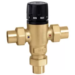 1" Sweat Lead-Free Brass 200 psi 521 Series 3-Way Adjustable Thermostatic and Pressure Balanced Mixing Valve | CAF521609A