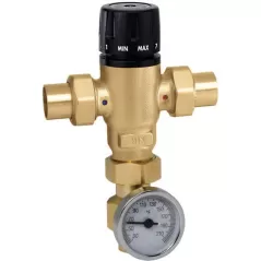 1" Sweat Lead-Free Brass 200 psi 521 Series 3-Way Adjustable with Check Valve Thermostatic and Pressure Balanced Mixing Valve | CAF521619AC