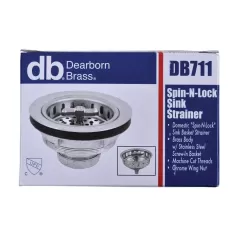 4-3/8" Chrome Stainless Steel For 3-1/2 to 4" Opening Sinks Spin-N-Lock Sink Basket Strainer | DERDB711