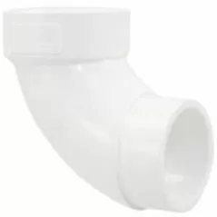 1-1/2" Spigot x Hub White PVC 90 Degrees 1/4 Bend Street Elbow | DWP90ST015