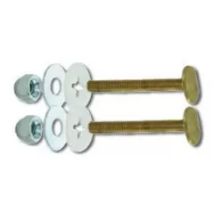 1/4" x 3-1/2" Solid Brass (2) Nickel-Plated Open End Nuts Closet Bolt Set | EZE40022