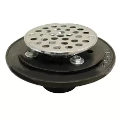 2" 6-1/2" Pan Cast Iron Round No-Hub with Strainer Shower/Floor Drain | JSCD60103