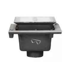 2" 8" x 8" x 6" Cast Iron A.R.E Coated Nickel Bronze Grate FS1520-FL Series with Half Grate and Flange Floor Sink | MIFFS1522FL17150