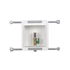8.63" White Plastic Galvanized Steel Bracket Copper Tailpiece Fire-Rated Low Lead Ice Maker Outlet Box | OTY39121