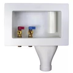 13" x 5-5/8" White Brass Valve W8902 Series Wide Mouth Washing Machine Outlet Box | IPSW8902