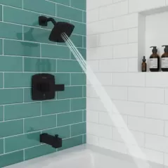 1/2" NPT 5-5/16" x 3-15/32" Metal Matte Black Multi-Function 1-Handle Deckard Series Tub and Shower Trim | PPFLG898DAB