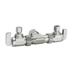 1/2" x 3/8" x 1/4" Compression Chrome-Plated Lead-Free Brass 2-Angle Dual Outlet Valve | DHLE334000