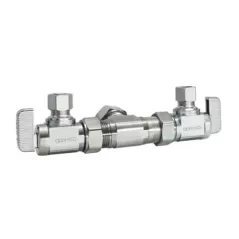 5/8" x 3/8" x 3/8" Compression Chrome-Plated Lead-Free Brass 2-Angle Dual Shut-Off Valve | DHLE334001