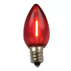 Smooth Screw-In C7 LED Red Transparent Commercial Grade LED Bulb | HBLBU25FLDSC7TRD