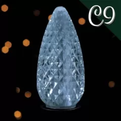 Faceted E17 C9 LED Cool White Transparent Christmas Light Bulb | BU-LED-FC9-TCW