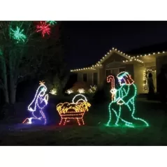 LED 43" x 33" Powder Coated Frame Multi-Colored Nativity Mary | HBLLEDMARY135