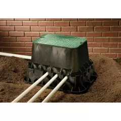 20-1/2" x 15-1/2" Rectangular Black with Green Lid Valve Box | HYR03306