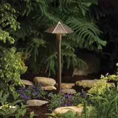 1 W Bi-Pin T3/G4 Incandescent Textured Architectural Bronze Aluminum Thatched Roof Path Light | KIC15401AZT