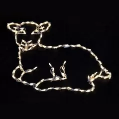 LED 24" x 34" Powder Coated Frame Nativity Laying Lamb | HBLLEDLAMB295