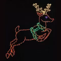LED 51" x 56" Powder Coated Frame Leaping Reindeer | HBLLEDLR277