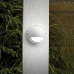 0.86 W 2700K Integrated LED Textured White Aluminum Half Moon Deck Light | KIC15764WHT27R