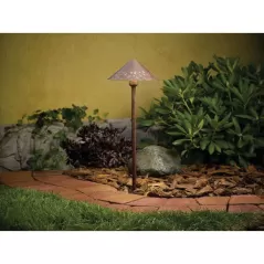 11.4 W 3000K Integrated LED Textured Tannery Bronze Copper Landscape Series Decorative Hammered Roof Path Light | KIC15843TZT