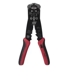 8.25" x 3" x 0.5" Rubber Handle Red 5-In-1 Automatic Wire Stripper and Crimper | KNGGS394