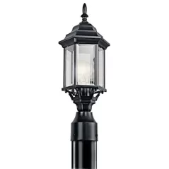 100 W E26 Medium A19 Incandescent Black Aluminum Outdoor Post Light | KIC49256BK
