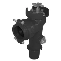 2" Spigot x Gasketed Epoxy Coated Ductile Iron 350 psi LV Series Standard Port Cross Top Handle Angle Valve | LEMLV212
