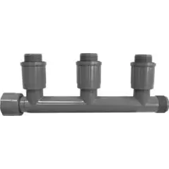 Gray PVC 3 Port Male Valve Manifold | 1301310