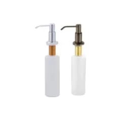 3" 10 Ounce Brushed Nickel Brass Plastic Liquid Soap Dispenser | MATLSD100S