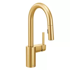 3/8" Compression 13-3/4" Metal Brushed Gold 1-Handle High Arc Pulldown Bar Faucet | MON5965BG