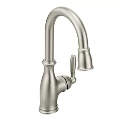 3/8" Compression 14-3/8" Metal Spot Resist Stainless Steel 1-Handle High Arc Pulldown Bar Faucet | MON5985SRS