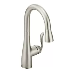 3/8" Compression 14-3/8" Metal Spot Resist Stainless Steel 1-Handle High Arc 6-19/16" Reach Pulldown Bar Faucet | MON5995SRS