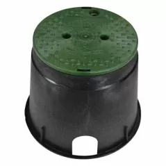 10" Round Black Box Irrigation Control Valve Standard with Overlapping Green Cover Valve Box | NDB111BC7881