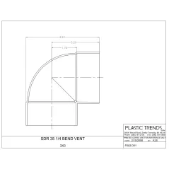 3" Hub White PVC 90 degree 1/4 Bend Solvent Weld Sewer Elbow
