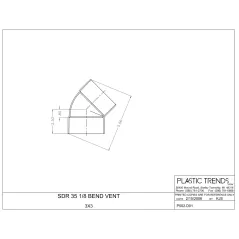 3" Hub White PVC 45 deg 1/8" Bend Solvent Weld Elbow | NDP3P03