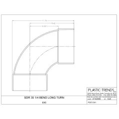 6" Hub White PVC 90 degree Long Turn Solvent Weld Elbow