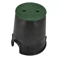 6" Round Black Box Water Meter Pro with Overlapping Green Cover Valve Box | NDB107BCW