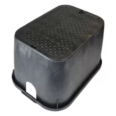 14" x 19" Rectangular Black Box Irrigation Control Valve Standard with Overlapping Black Cover Valve Box | NDB113BCBLK