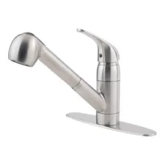1/2" NPSM 10" x 9-7/8" Brass Stainless Steel 1-Handle Pfirst Series Pull-Out Kitchen Faucet | PPFG13310SS