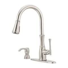 3/8" Female Threaded 16-15/16" Zinc Stainless Steel 1-Handle Wheaton Series Pull-Down Kitchen Faucet | PPFGT529WH1S