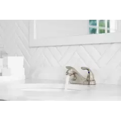 9-5/16" x 3-1/2" Metal Brushed Nickel 2-Handle Pfirst Series Centerset Bathroom Faucet | PPFLG143610K