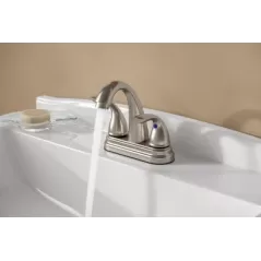 1/2" NPSM 9-11/32" x 5-15/16" Metal Brushed Nickel 2-Handle Pfirst Series Centerset Bathroom Faucet | PPFLG148700K