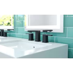 1/2" NPSM 4-5/8" Metal Matte Black 2-Handle Deckard Series Widespread Bathroom Faucet | PPFLG49DAPB
