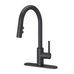 1/2" NPSM 16-3/8" Metal Matte Black 1-Handle Stellen Series Pull-Down Kitchen Faucet | PPFLG529SAB