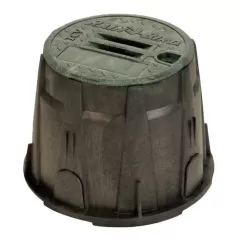 10" x 10.2" Round Black Irrigation Control Valve VB with Locking Green Lid Valve Box | RBBVB10RNDH